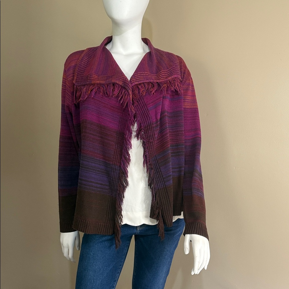 Ruby Rd. Multicolor Fringe Cardigan - image 1